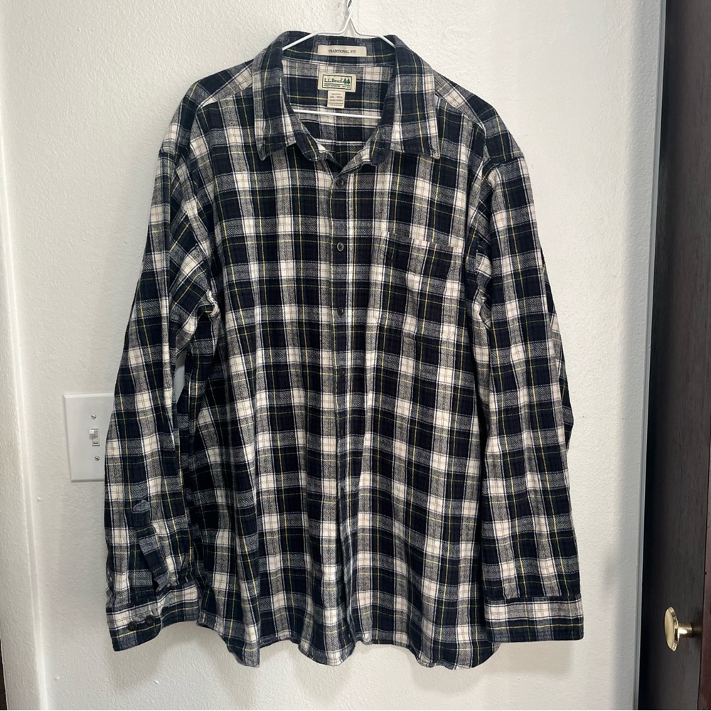 LL Bean Mens Scotch Plaid Flannel Shirt Long Sleeve Size XXL Grunge Gorpcore